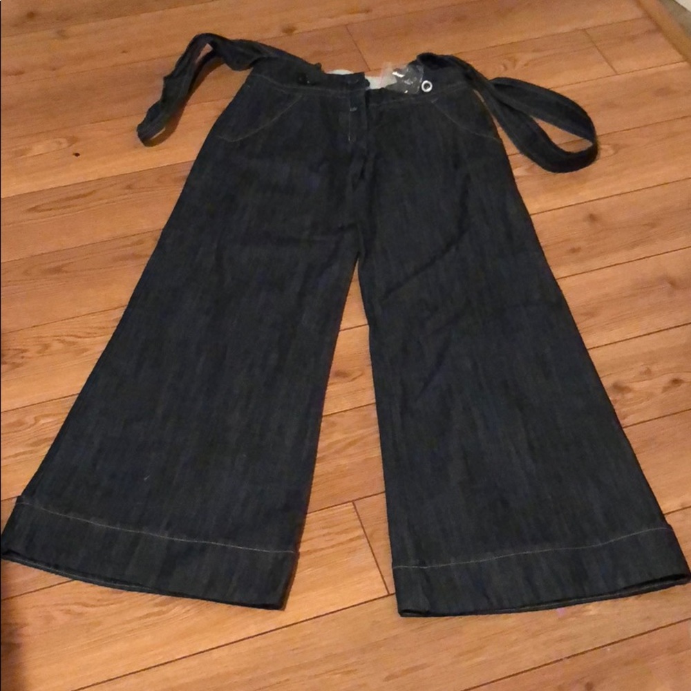 Bitten wide leg pants with suspenders NWOT